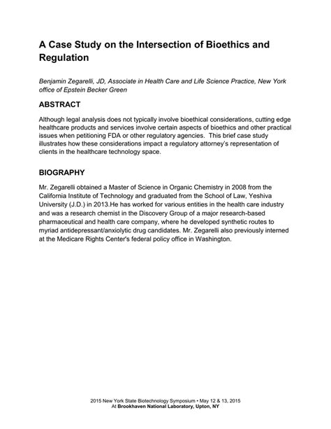 case study   intersection  bioethics  regulation abstract