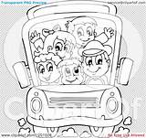 Bus School Clipart Driver Crowded Children Cartoon Outlined Vector Visekart Royalty Clip Clipartof sketch template