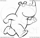 Running Rhino Clipart Cartoon Coloring Outlined Vector Cory Thoman Royalty sketch template