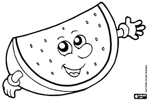 cute happy watermelon slice coloring page  printable coloring pages