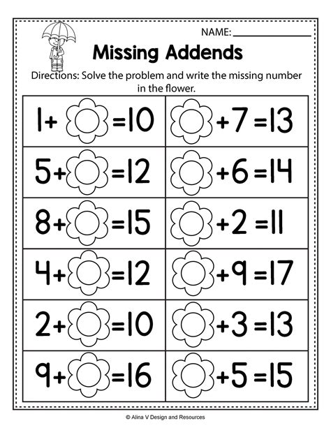 math problems  kindergarten worksheets