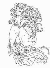 Mermaid Coloring Pages Outline Mermaids Adult Colorir Drawing Coloriage Para Deviantart Hair Book Dessin Sheets Adults Etc Sea Printable Color sketch template