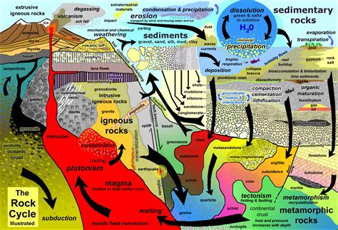 rock cycle illustrated poster dissolution plutonism