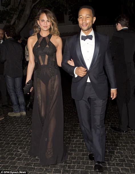 chrissy teigen dazzles at grammys after party with husband john legend daily mail online