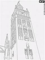 Giralda Seville Antiguo Almohad Mezquita Minarete Minaret Monumentos Catedral Espagne Almohade Actualmente Coloriages Islamiques Meilleures Babel Campanario Eid Turisticos Mudejar sketch template