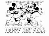 Year Mickey Minnie Coloring Pages Fireworks Print Size sketch template