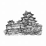 Castle Himeji Vector Illustration Jo Doodle Drawn Sketch Hand Isolated Japan Stock sketch template