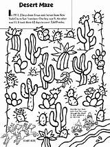 Desert Coloring Cactus Maze Pages Kids Drawing Sheet Color Texas Crafts Worksheets Biome Library Crayola Kid Ecosystem Boys Printable Sheets sketch template