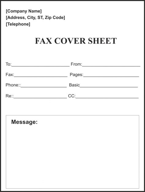 printable blank fax cover sheet template fax cover sheet