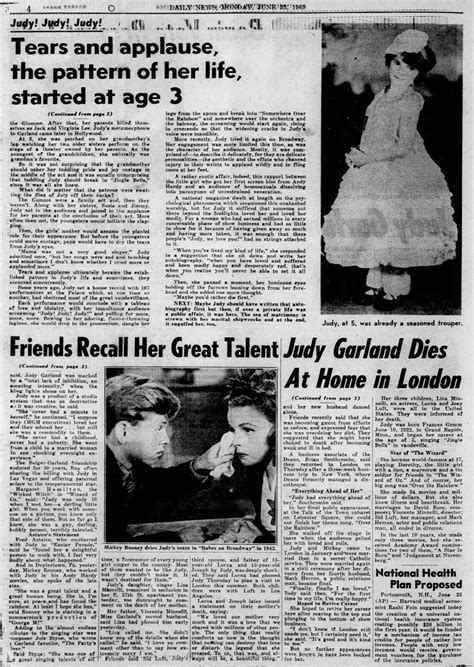 judy garland tod news ny daily news juni 23 1969 voll ausgabe gerahmt