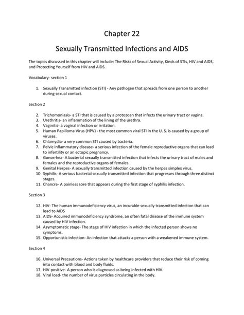 chapter 22 sexually transmitted infections and aids the topics