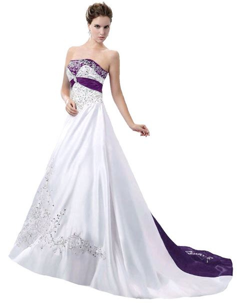 ball gown purple  white wedding dresses wedding gown bridal dress
