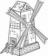 Viento Colorear Molino Windmill sketch template