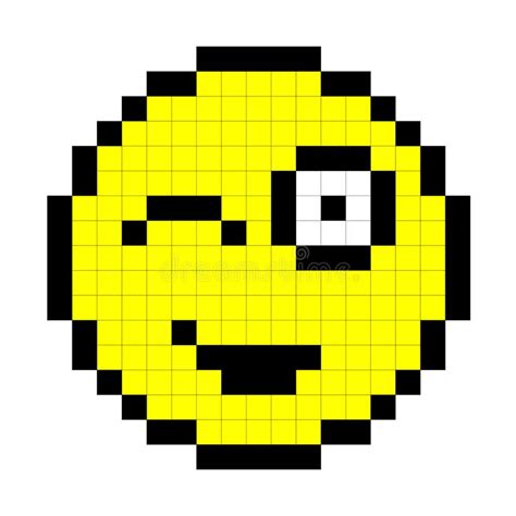 Smiley Pixel Art Style On White Background Vector Stock