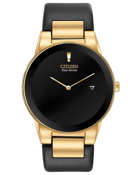 citizen axiom mens eco drive gold black dial  citizen