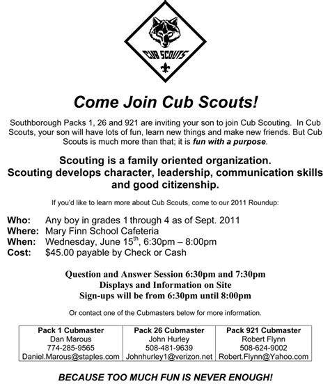 cub scout recruiting event  wednesday