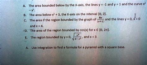 Solved The Area Bounded Below By The X Axis The Lines Y 1andy 1