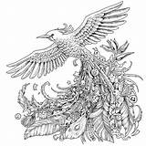 Coloring Pages Phoenix Animals Adult Bird Colouring Para Feather Animales Adults Colorear Mandalas Printable Difficult Ups Grown Birds Books Animal sketch template