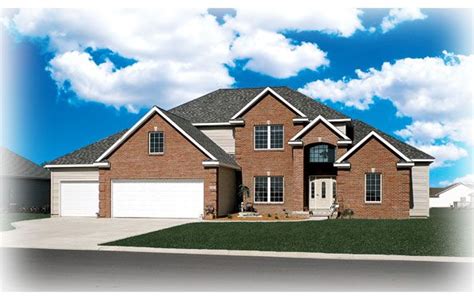 story home  hipped roof based   hawthorne plan  home   brown brick