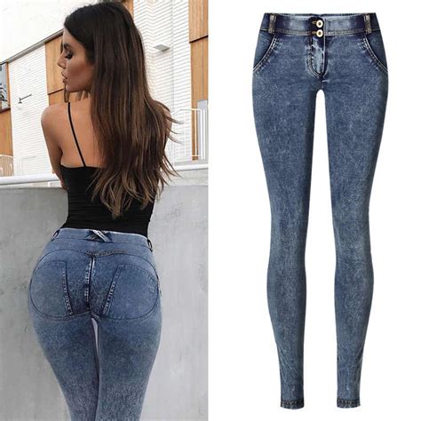women slim elastic jeans back zipper high waist sexy pencil pants