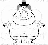 Sumo Wrestler Cartoon Chubby Clipart Outlined Coloring Vector Cory Thoman Royalty sketch template