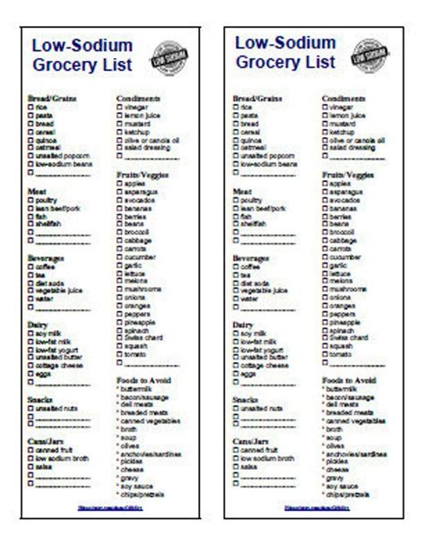 sodium grocery shopping food list printable instant etsy diet