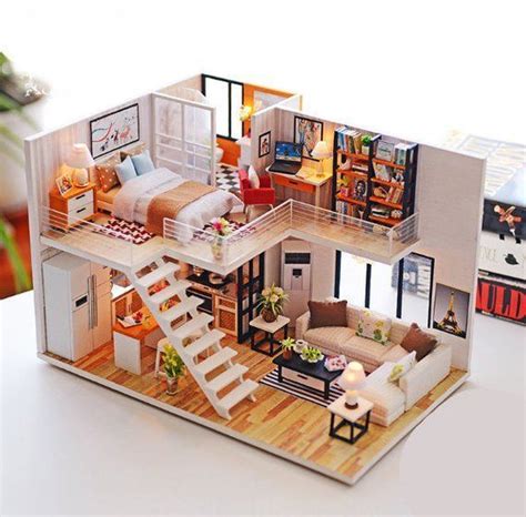 assembler diy poupee maison jouet en bois miniatura poupee maisons miniature dollhouse jouets