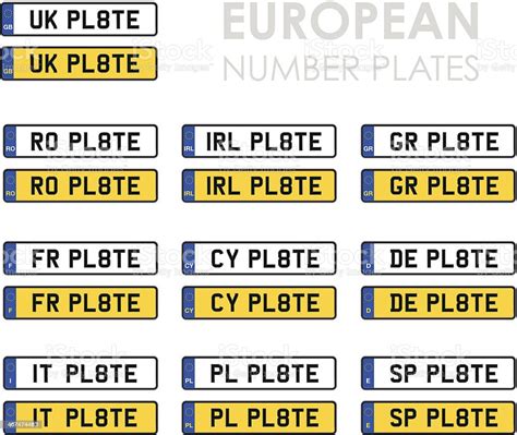 set  european number plates stock illustration  image