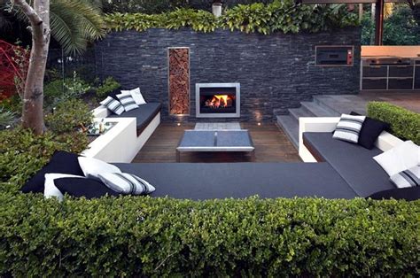 setting   patio area   garden  comfortable furniture interior design ideas