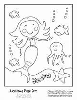 Coloring Pages Personalized Custom Name Printable Kids Getcolorings Mermaid Getdrawings Birthday Colorings sketch template