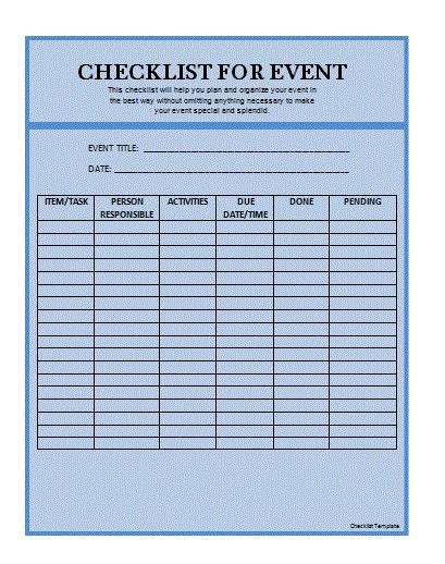 checklist templates   printable word excel  formats