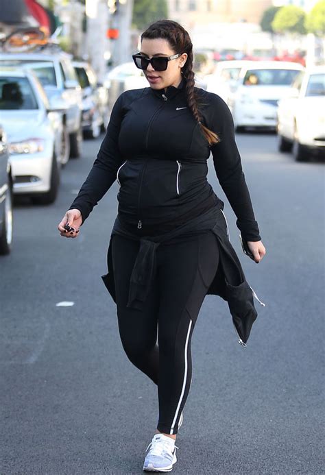kim kardashian in workout clothes — taking a break from tight dresses