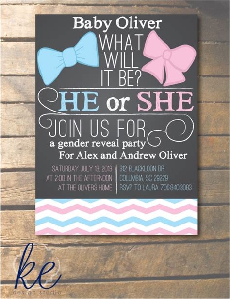 Custom Gender Reveal Party Invitation Chalkboard 5x7