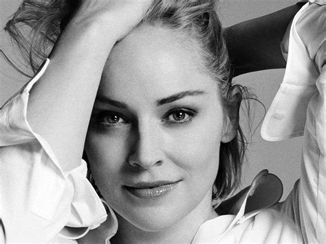 Sharon Stone Cute Smile Great Black And White Pic Female Actress