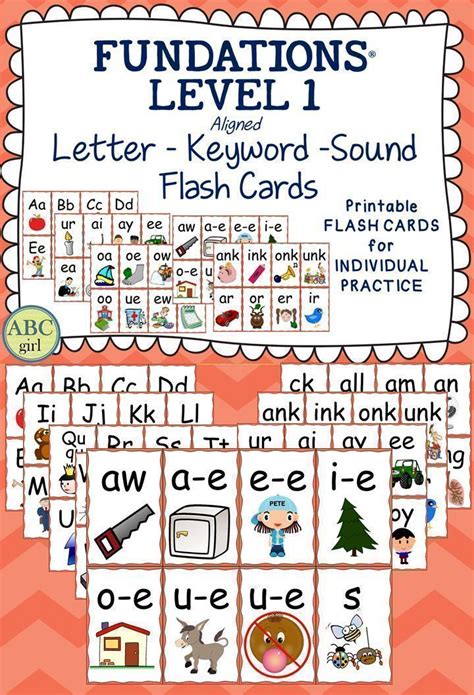 fun phonics level  letter keyword sound flash cards fundations