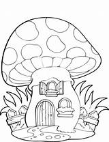 Mushroom House Drawing Coloring Pages Colouring Printable Mushrooms Sheets Color Drawings Getcolorings Choose Board sketch template