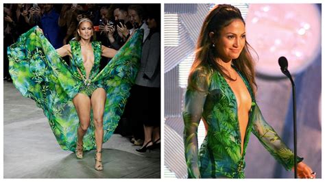 Jennifer Lopez Wears Updated Green Dress On Versace Runway
