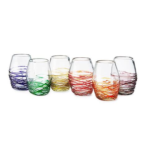 web stemless wine glass set hand blown drinking glasses