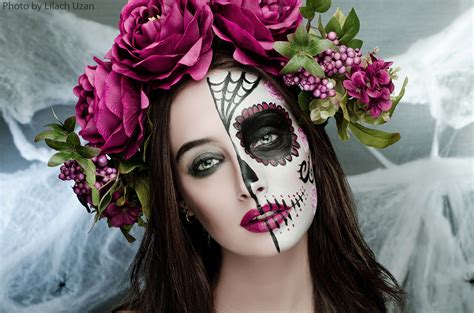 צילום אופנה וביוטי Sugar Skull Makeup Skull Makeup