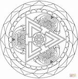 Mandala Coloring Tibetan Pages Triangle Drawing Printable sketch template