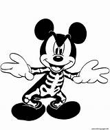 Mickey Halloween Mouse Coloring Skeleton Disney Pages Printable Print Baby Color Pluto sketch template