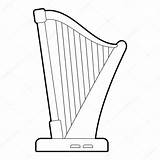Harp Drawing Zither Clipartmag Outline sketch template