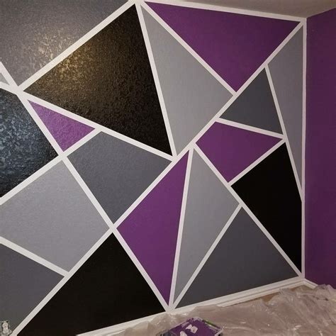 geometric accent wall   great  em  pintura de