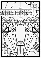 Coloring Deco Pages Adults Poster Nouveau Adult 1920s Print Simple Machines Patterns Printable Book Sheets Color Template Déco Posters Architecture sketch template