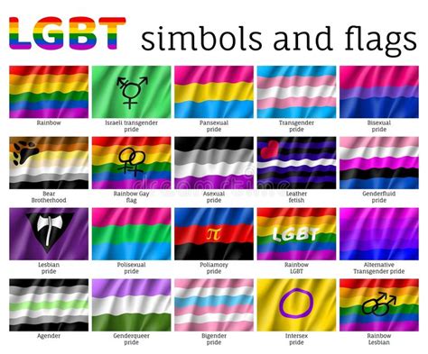 set symbols flags lgbt movement stock vector illustration of