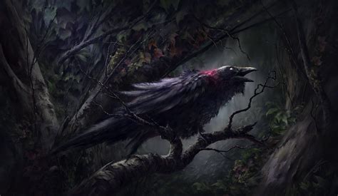 black bird painting digital art fantasy art birds crow hd wallpaper