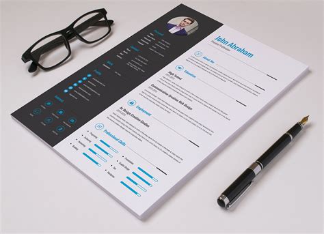 professional resume template cover design  indd psd ai