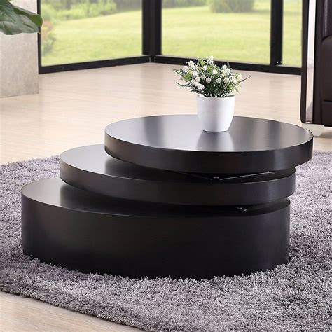 Uenjoy Rotating Coffee Table Living Room Furniture Round Black