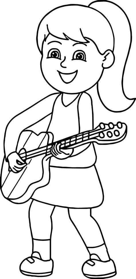 coloring pages girl playing guitar coloring pages