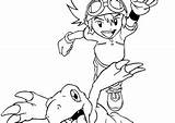 Digimon Coloring4free Coloring Pages Agumon Taichi Yagami Tai sketch template